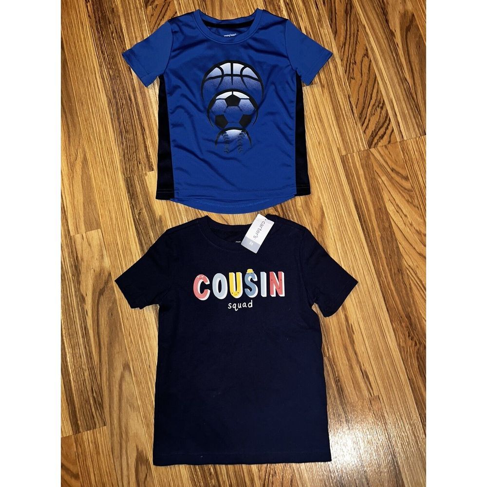 Carter's Jumping Beans Boys T-shirt Sz 5T Toddler Graphic Tee Sports‎ Cousin's
